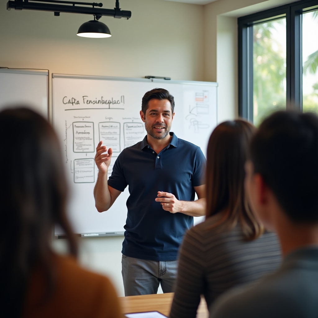 Financial education facilitator leading a workshop session