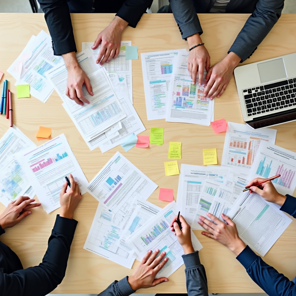 Nonprofit team working on transparent financial reporting documentation